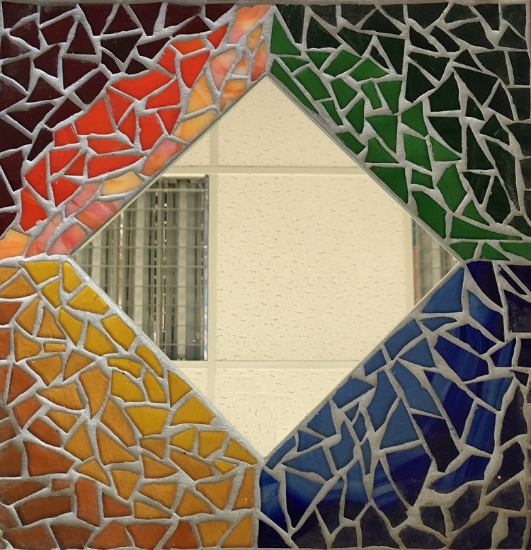 Glasmozaiek-spiegel glas in lood bloem